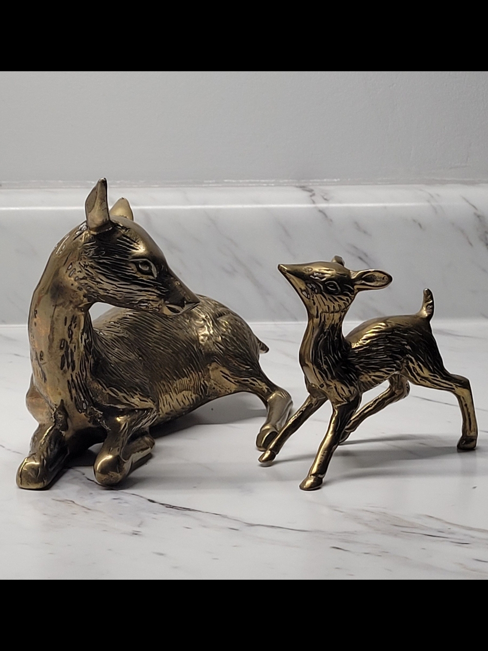 Vintage Brass Deer Figurine Pair